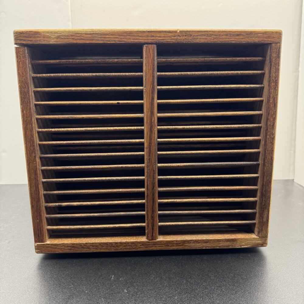 Vintage Wood CD DVD Media Storage Rack Organizer Cabinet Rotating Turntable Base